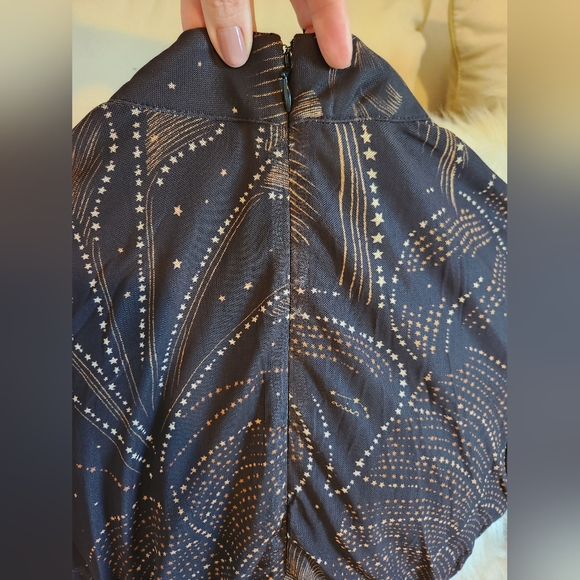 Farm Rio Black Golden Foliage Tulle Midi Dress - Picture 9 of 15